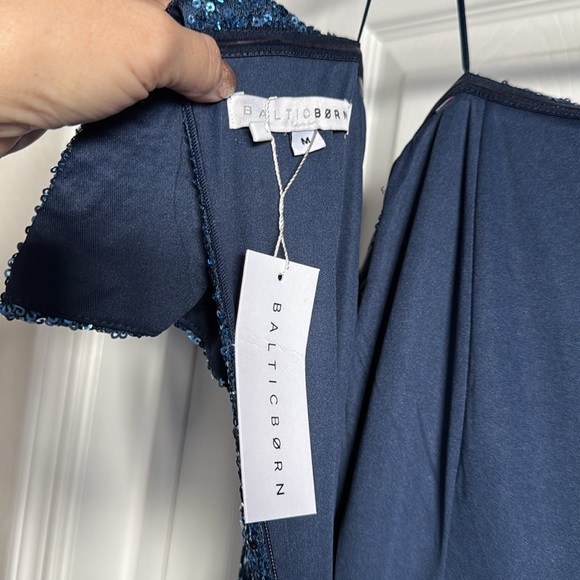 Yvonne Off Shoulder Sequin Gown | Blue - Baltic Born Never Worn size Medium - Picture 10 of 11